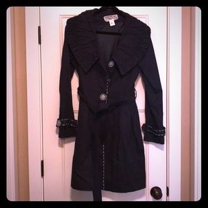 Nick & Mo Belted Jacket with ruffled neckline